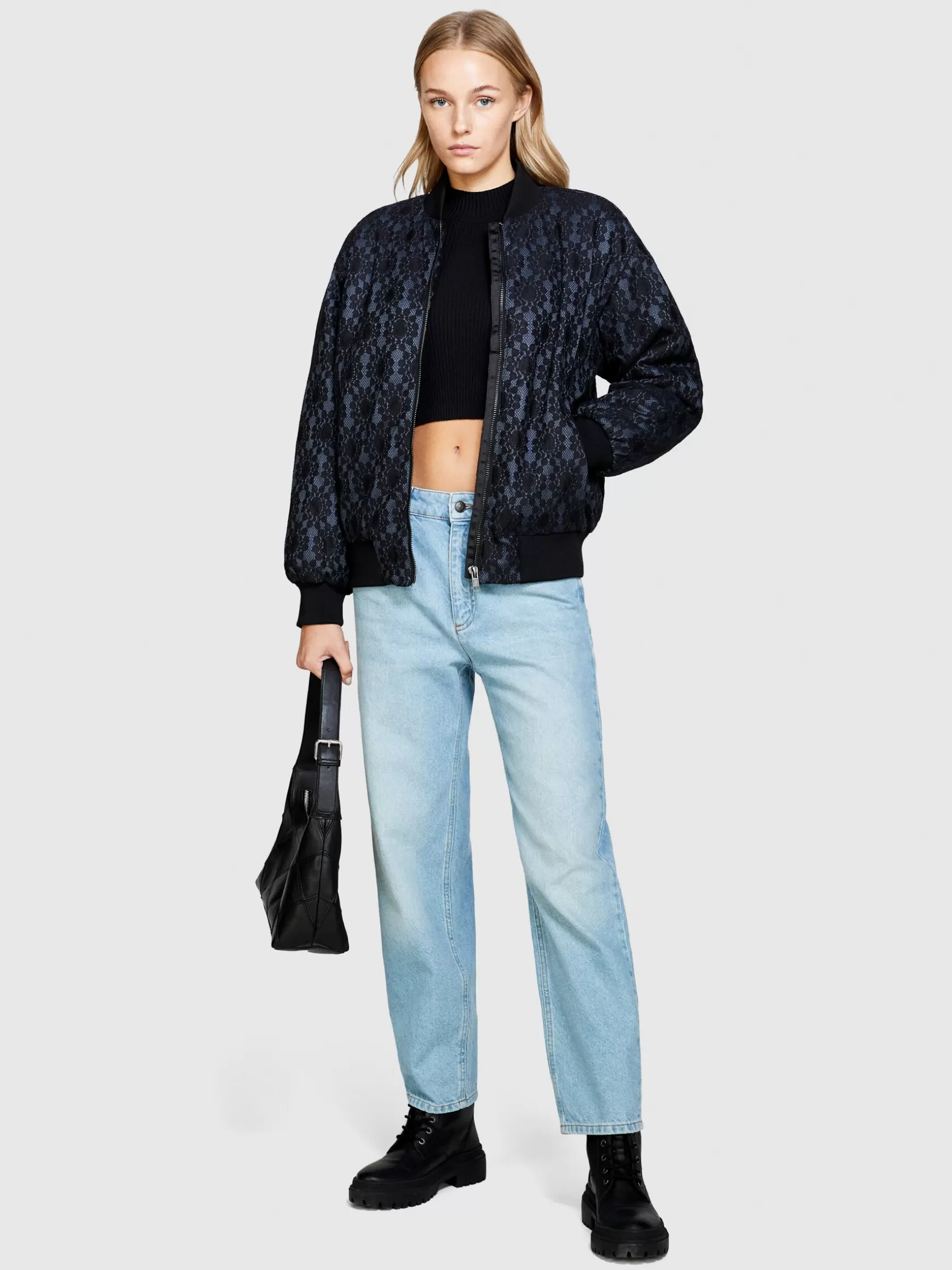 Giacche e Cappotti<Sisley Bomber satin con pizzo Blu Scuro