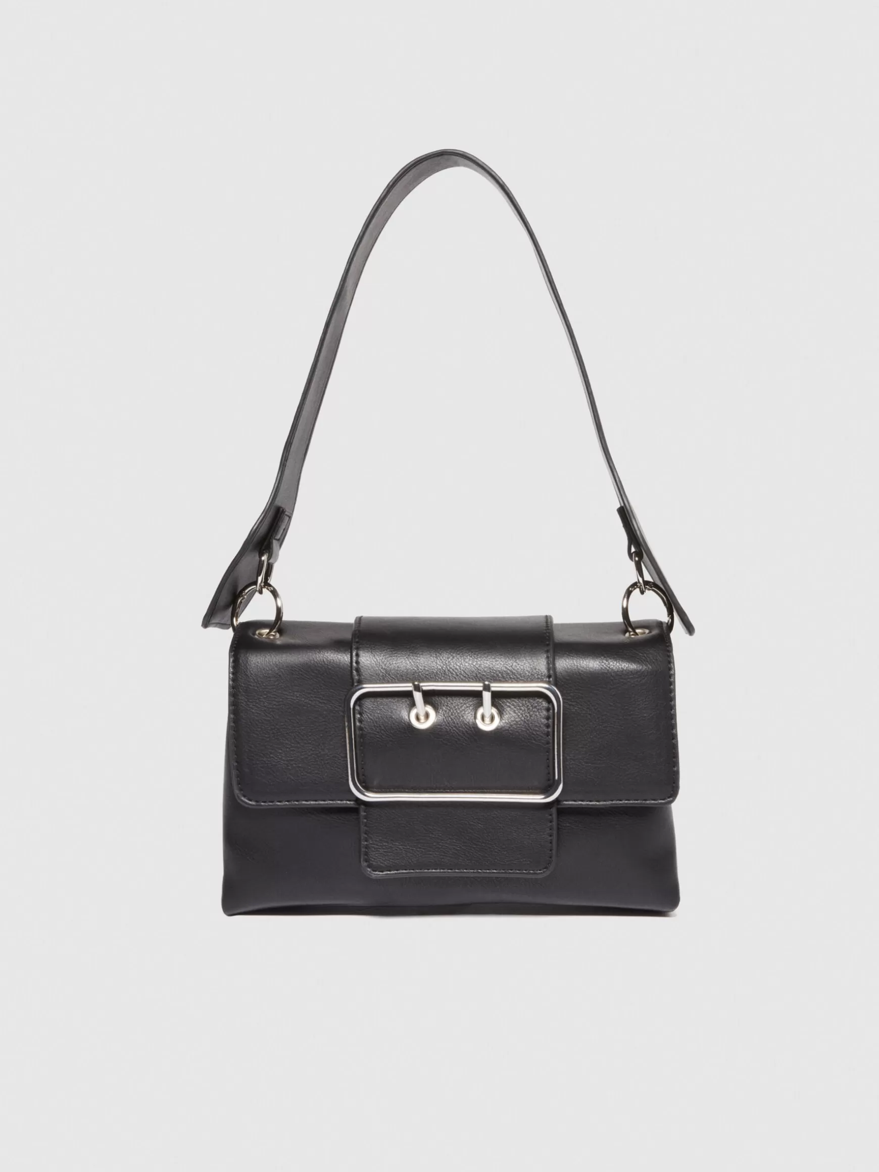 Borse<Sisley Borsa a spalla con maxi fibbia Nero