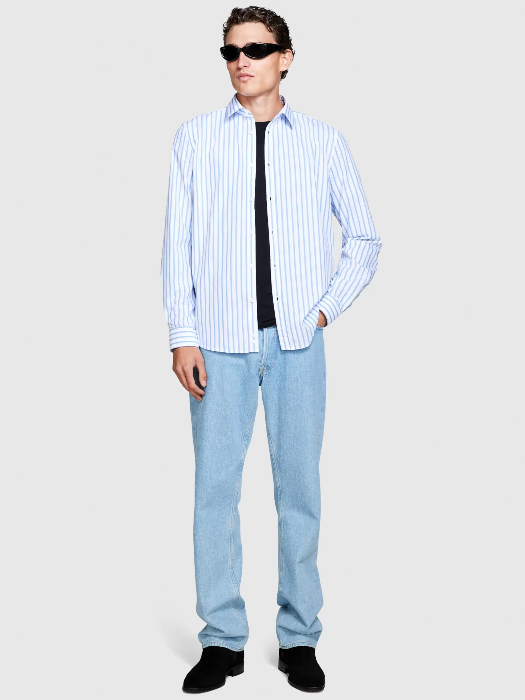 Camicie<Sisley Camicia a righe Azzurro