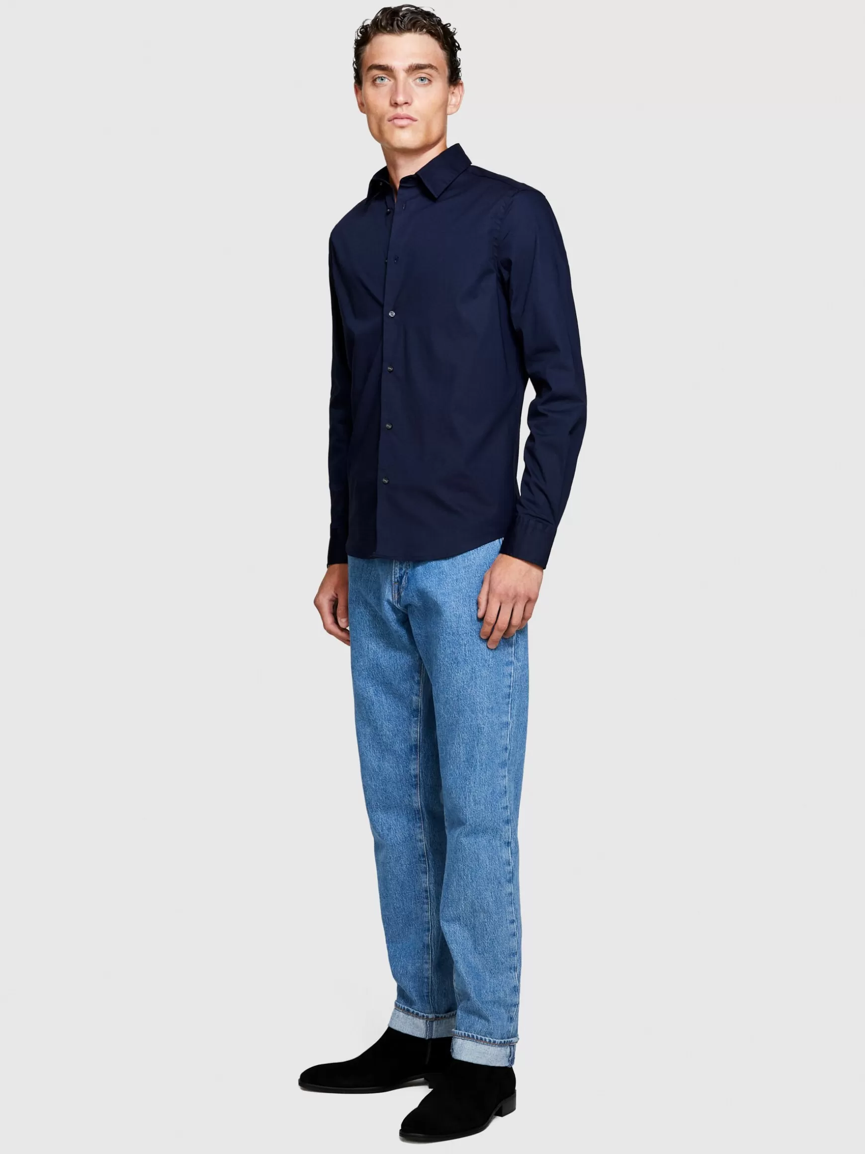 Camicie<Sisley Camicia slim fit Blu Scuro