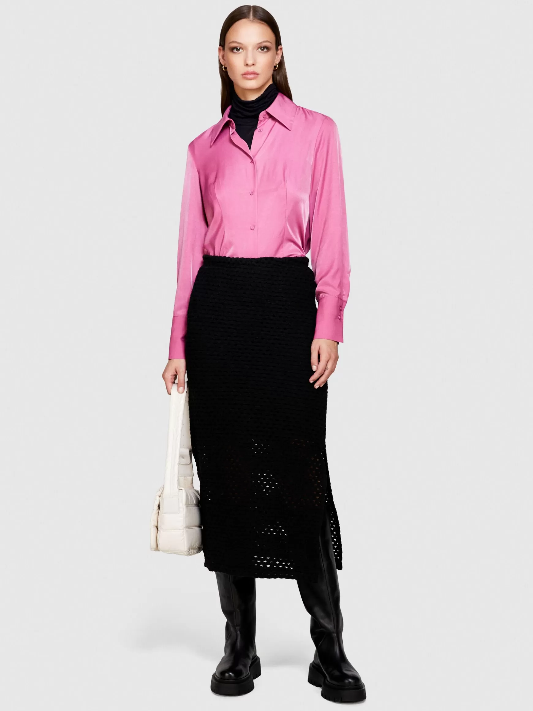 Camicie e Bluse<Sisley Camicia slim fit in satin Rosa