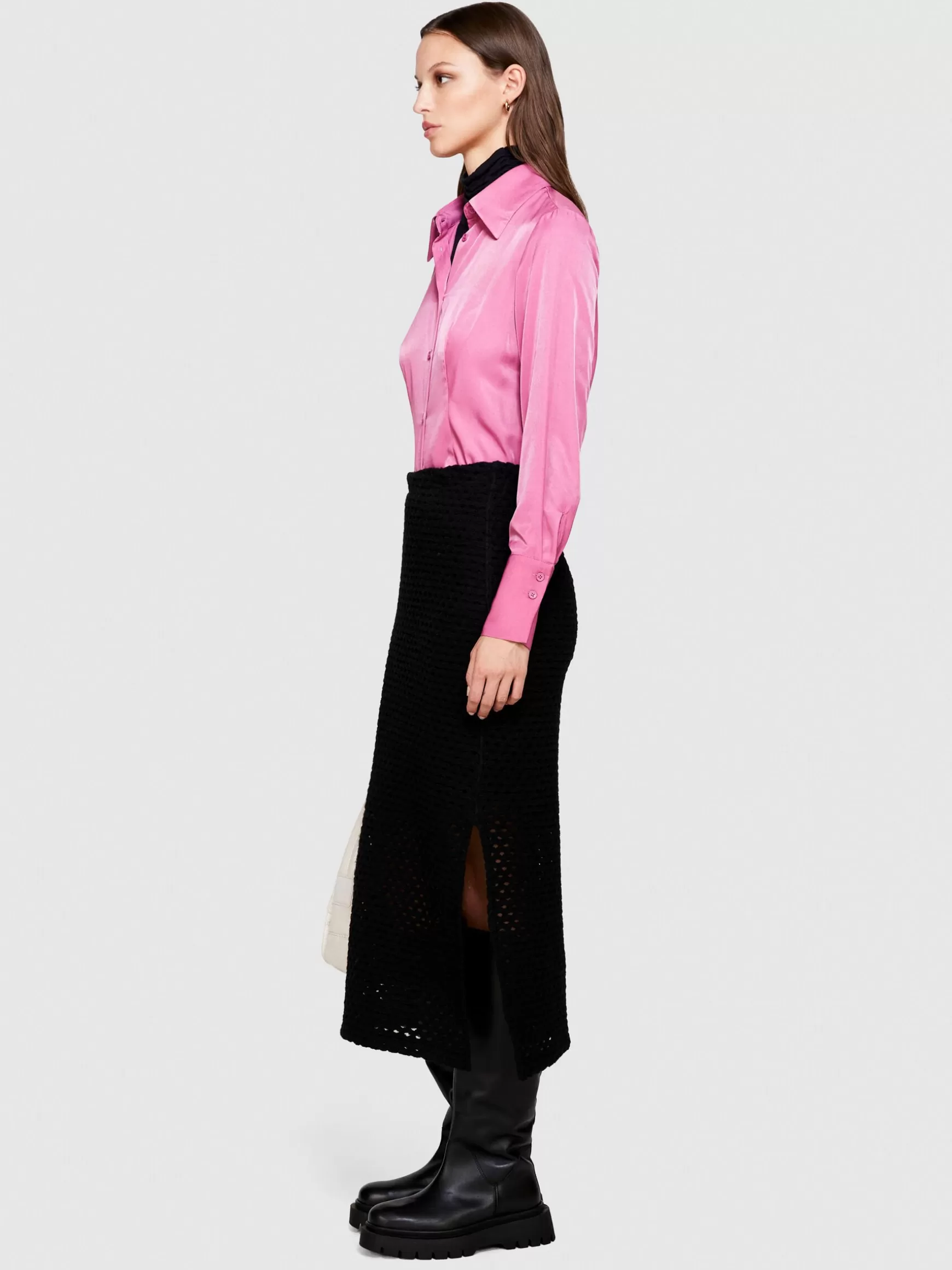 Camicie e Bluse<Sisley Camicia slim fit in satin Rosa