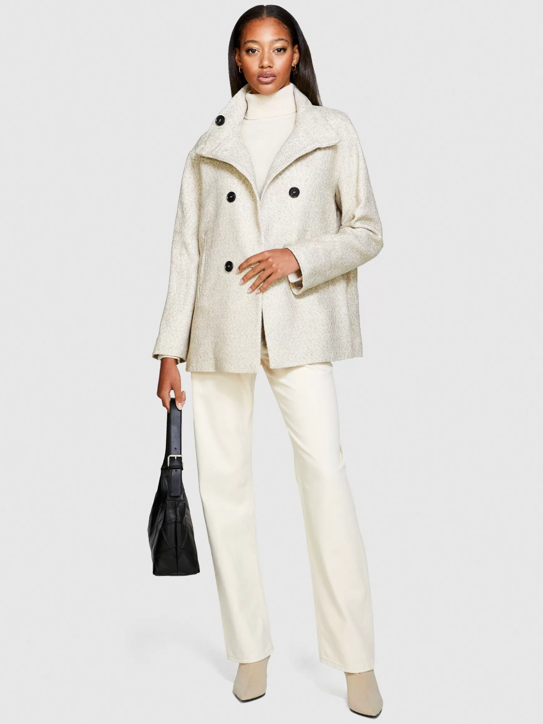 Giacche e Cappotti<Sisley Cappotto con collo alto Bianco Panna