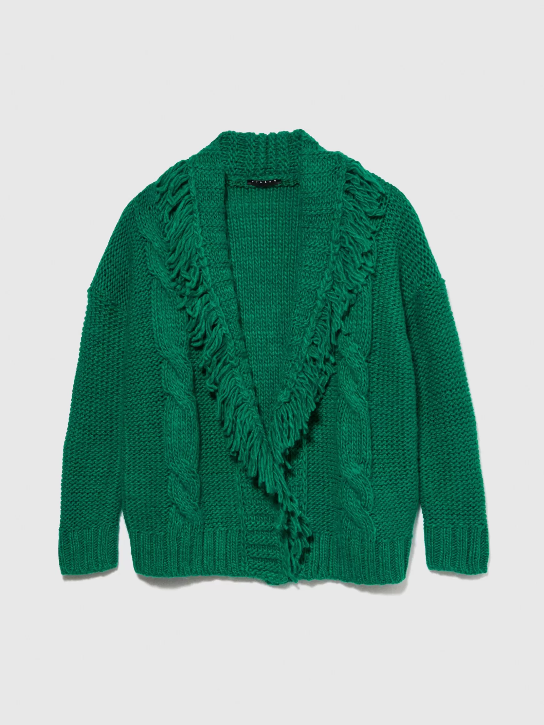 Pullover e Cardigan<Sisley Cardigan con frange Verde