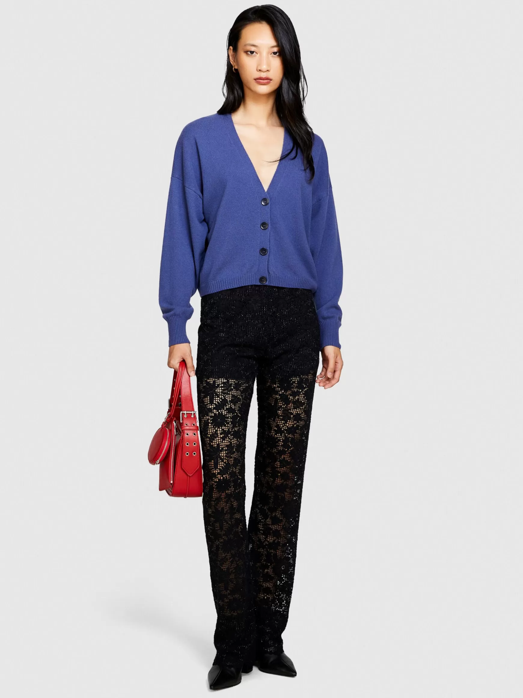 Maglie<Sisley Cardigan cropped Blu Scuro