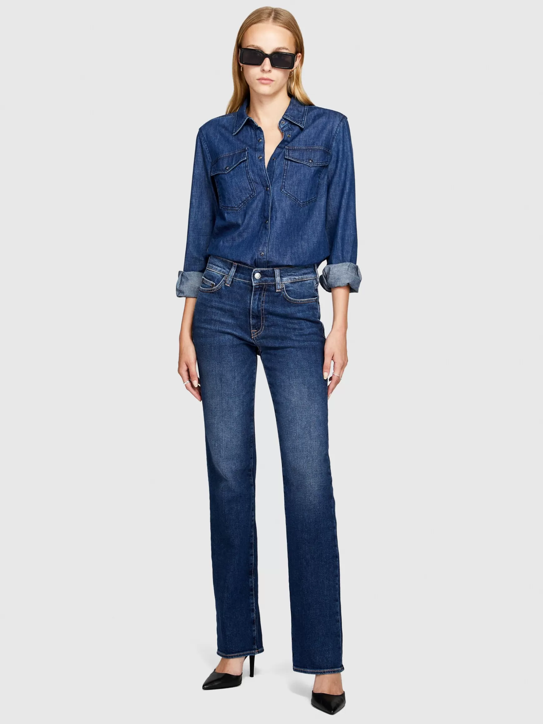 Jeans<Sisley Jeans a vita alta Blu Scuro