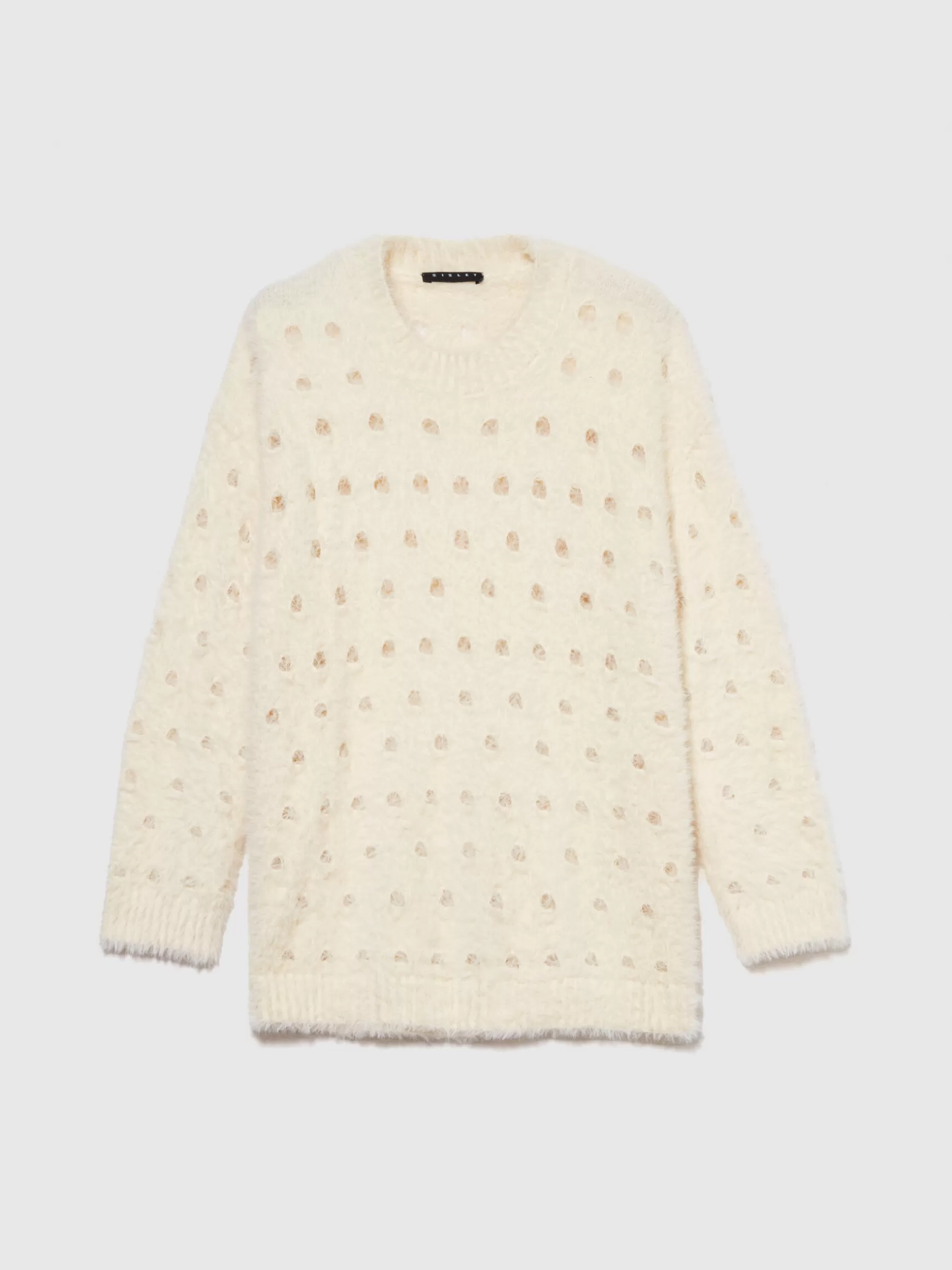 Pullover e Cardigan<Sisley Maglia fluffy traforata Bianco Panna