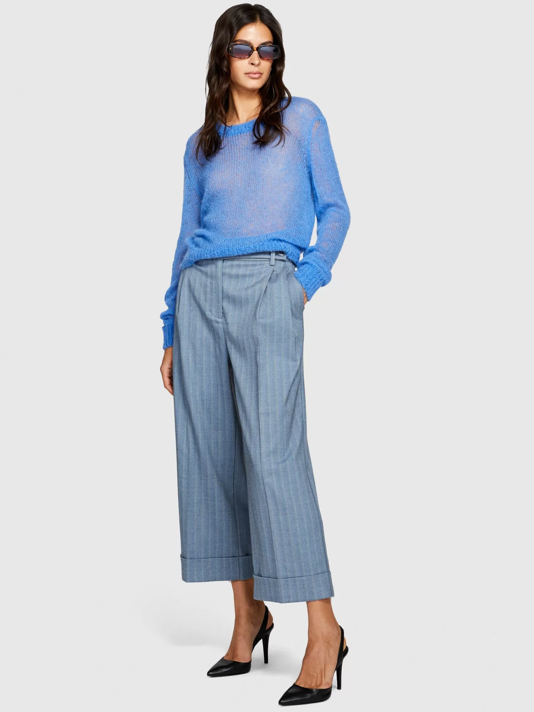 Pantaloni<Sisley Pantaloni wide leg con risvolto Blu