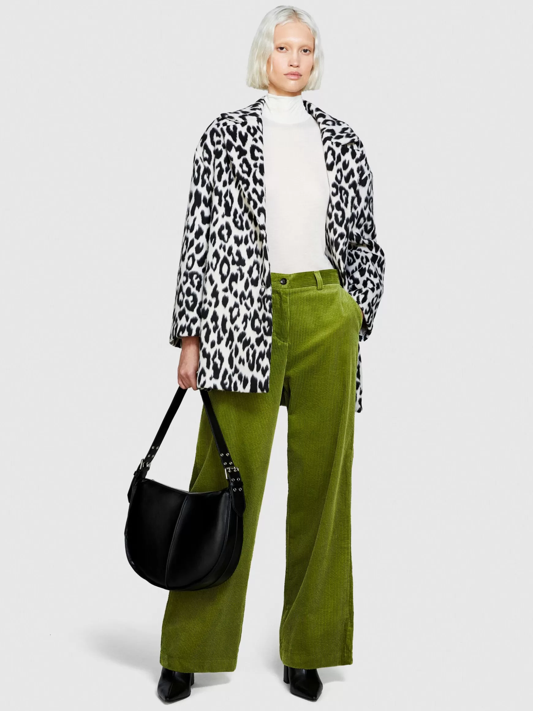 Pantaloni<Sisley Pantaloni wide leg in velluto a costine Verde oliva