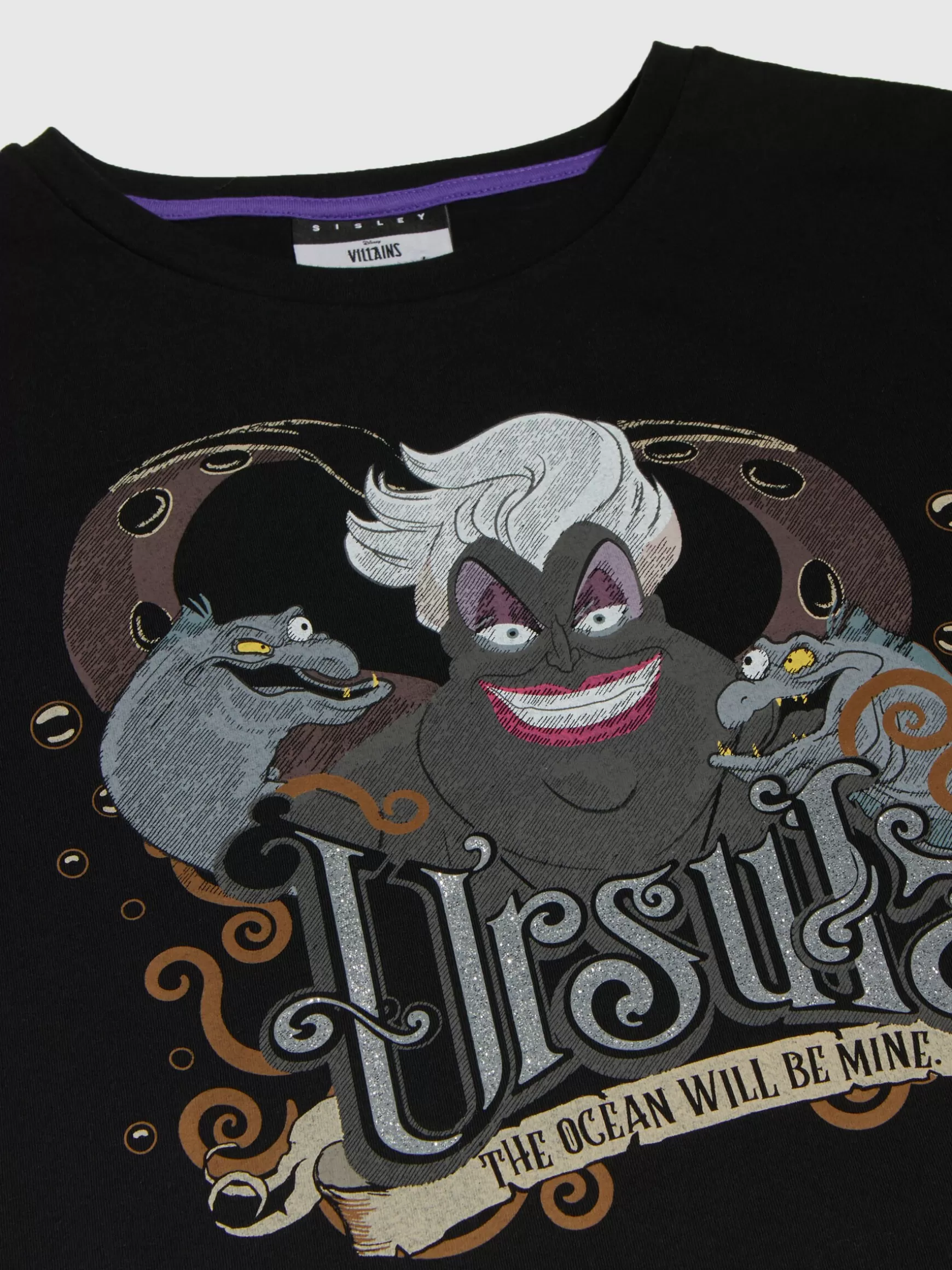 T-Shirt e Top<Sisley T-shirt con glitter e stampa ©Disney Nero