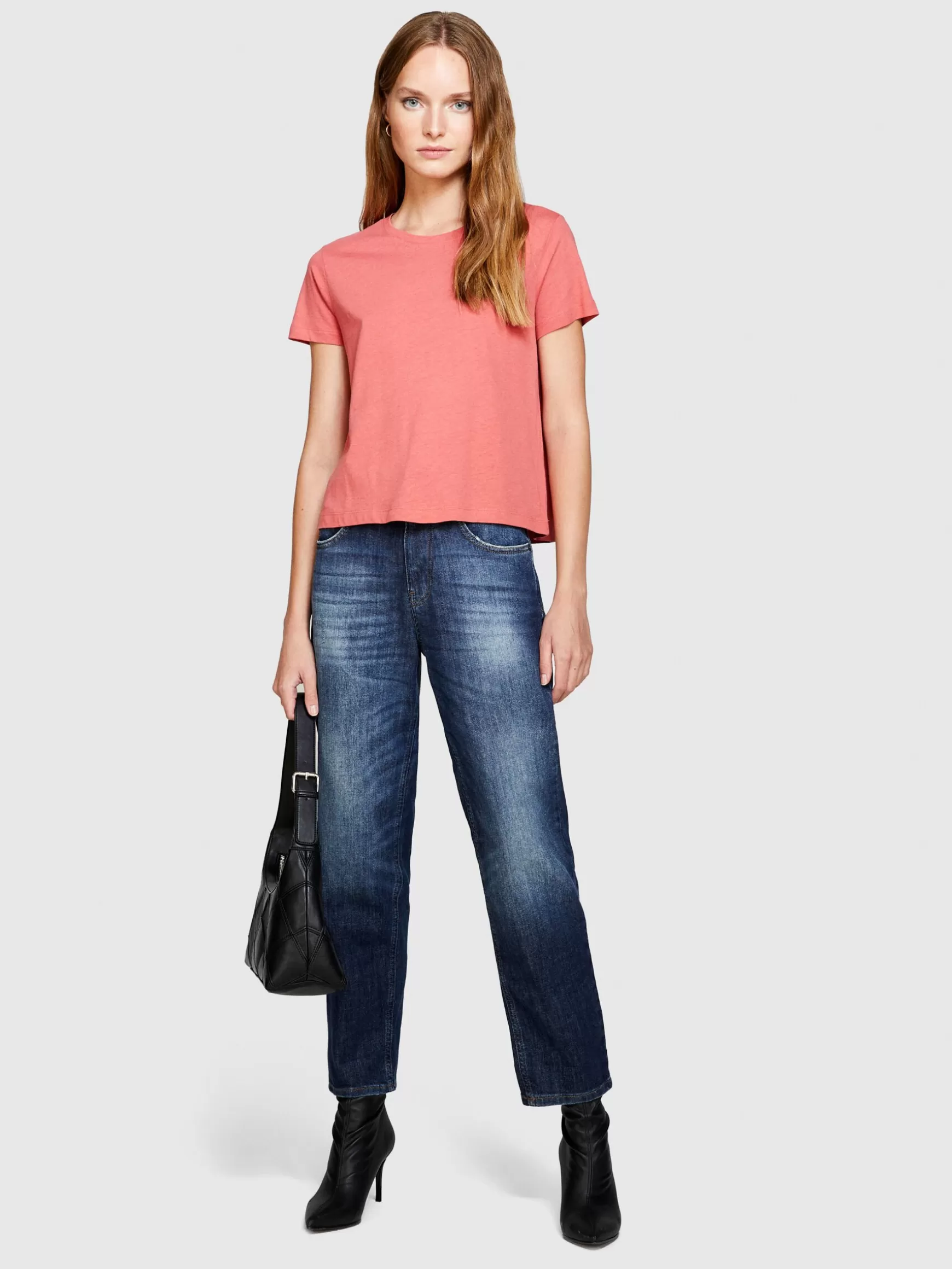 T-Shirt e Top<Sisley T-shirt tinta unita boxy fit Salmone