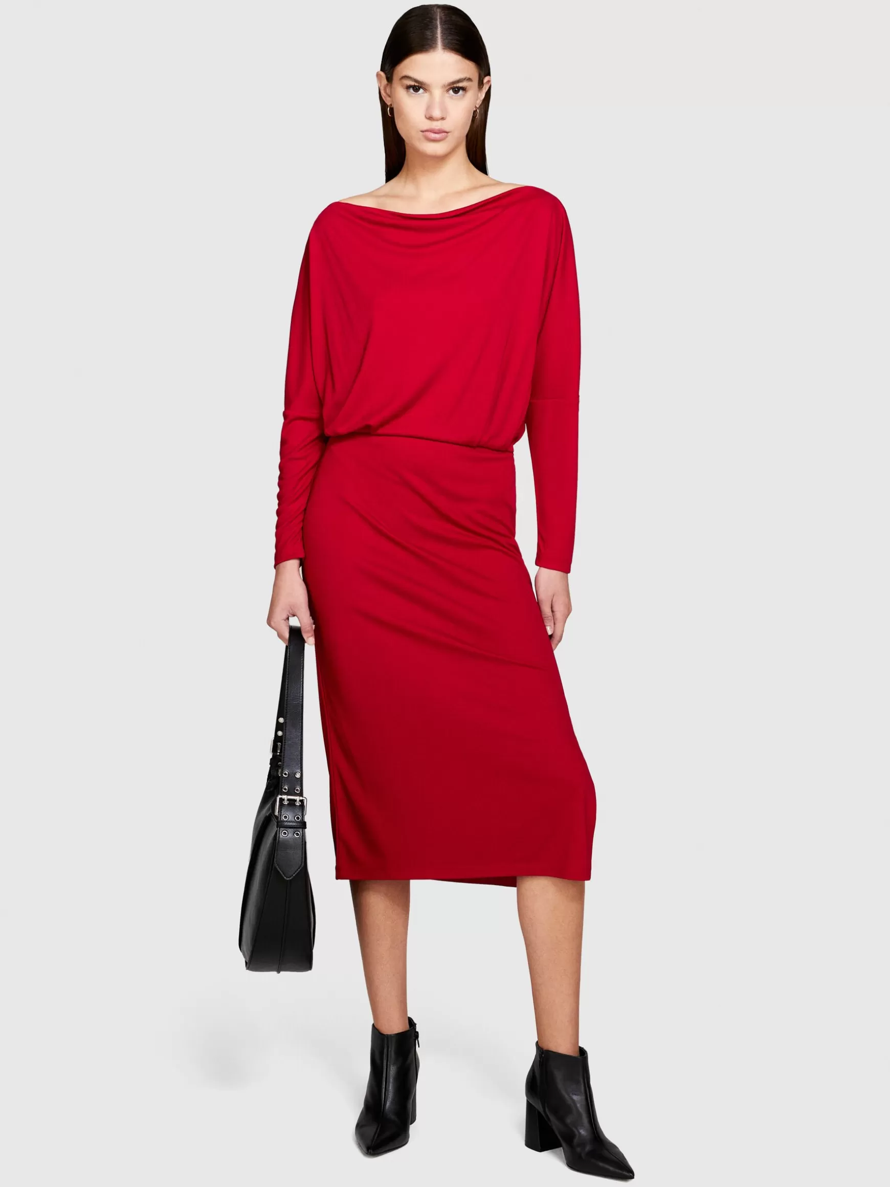 Vestiti<Sisley Vestito midi con spacco Rosso